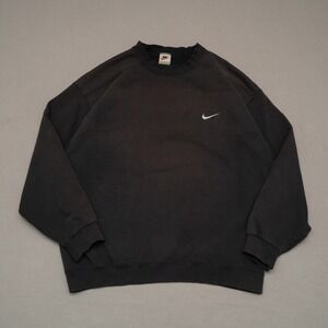 Vintage 90s Nike Crewneck Sweatshirt Sun Faded Black L USA Made Jersey Cut